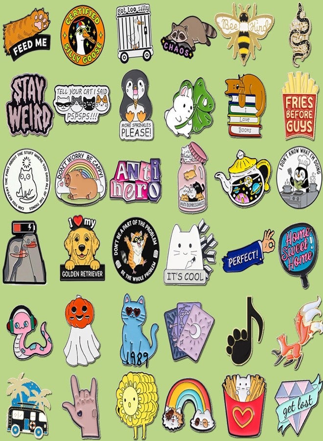 SINCCO 20/40/50 PCS Cute Enamel Pins Bulk, Funny Backpack Pins Aesthetic Lapel Badge Pins Set Assorted Enamel Brooch Pins for Backpacks, Hats, Bags, Landyards - Image 4